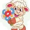 Cartoon Sheep And Flowers Diamond Painting