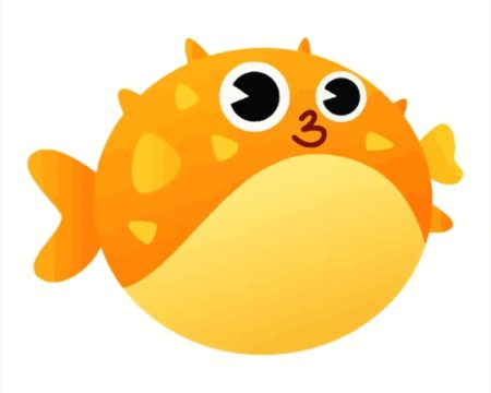 Orange Puffer Fish Art Diamond Painting