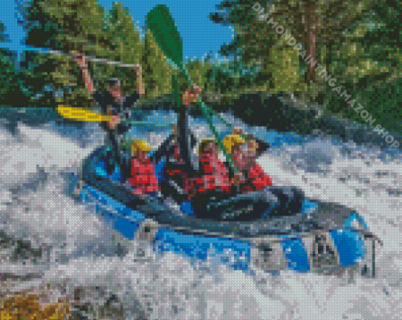 People In River Rafting Diamond Painting