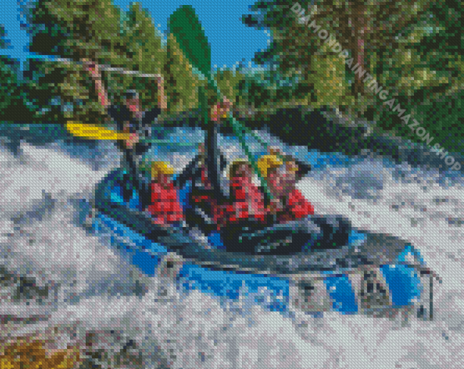 People In River Rafting Diamond Painting