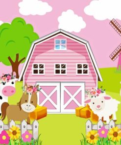 Pink Barn Diamond Painting