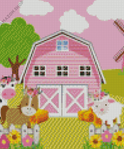 Pink Barn Diamond Painting