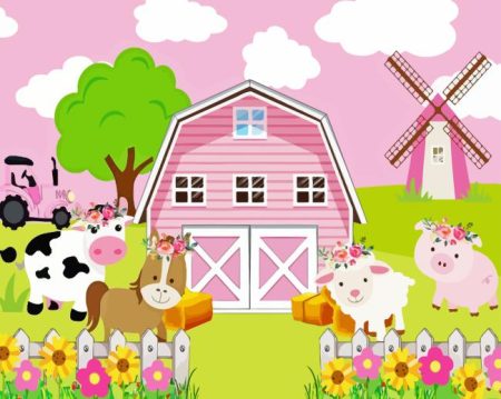 Pink Barn Diamond Painting
