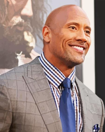 Actor Dwayne Johnson With Bald Head Diamond Painting