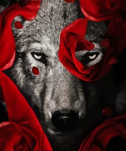 Angry Wolf Roses Diamond Painting