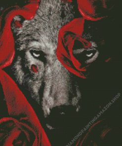 Angry Wolf Roses Diamond Painting