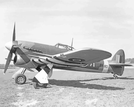 Black And White Hawker Typhoon Diamond Painting