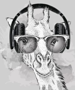 Black And White Giraffe Wearing Glasses Diamond Painting