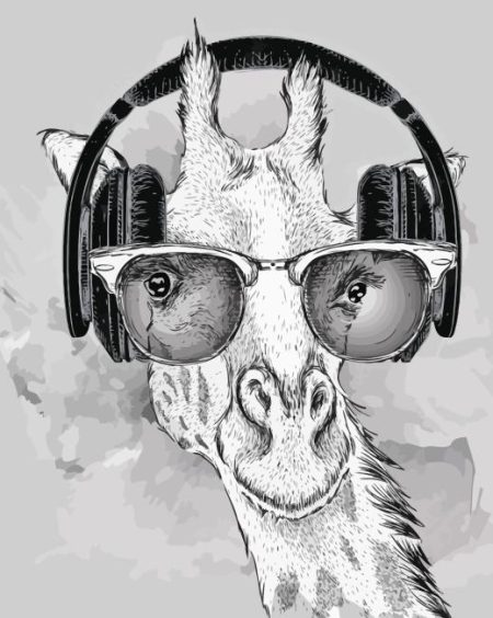 Black And White Giraffe Wearing Glasses Diamond Painting