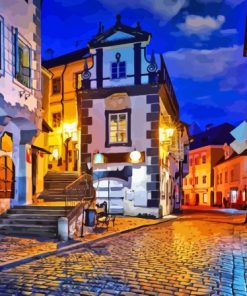 Cesky Krumlov At Night Diamond Painting