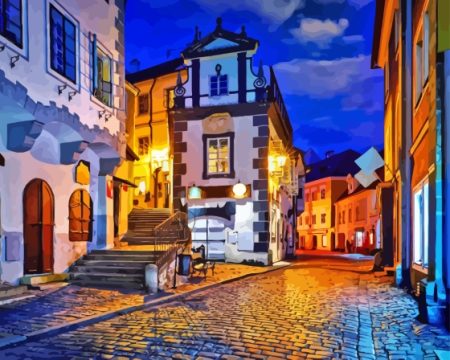 Cesky Krumlov At Night Diamond Painting