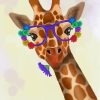 Giraffe With Flowers Diamond Painting