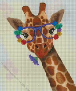 Giraffe With Flowers Diamond Painting