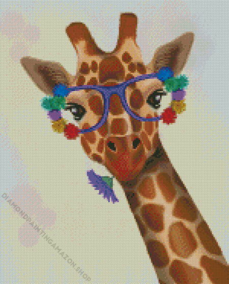 Giraffe With Flowers Diamond Painting