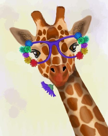 Giraffe With Flowers Diamond Painting