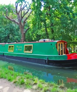 Green Narrow Boat Diamond Painting