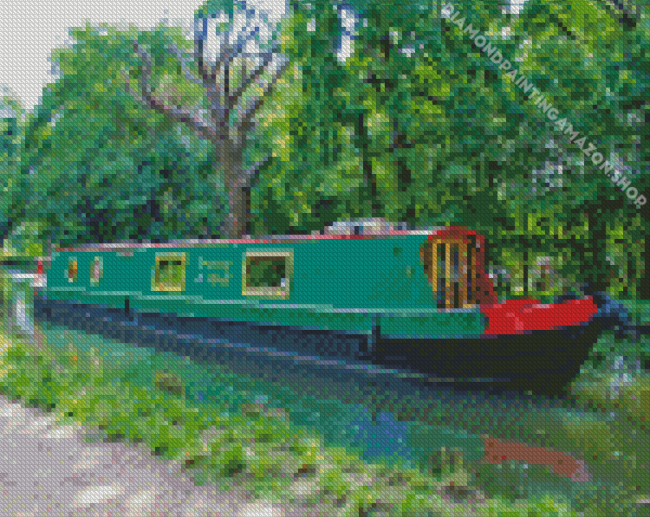 Green Narrow Boat Diamond Painting