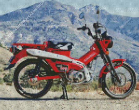 Red 125 Honda Motorcycle Diamond Painting