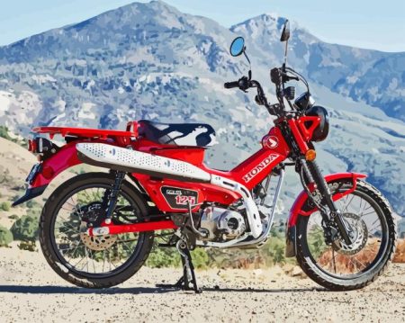 Red 125 Honda Motorcycle Diamond Painting