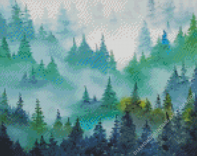 Foggy Forest Art Diamond Paintings