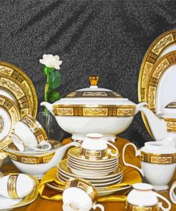 Gold and white crockery Diamond Paintings