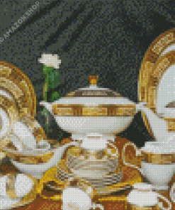 Gold and white crockery Diamond Paintings