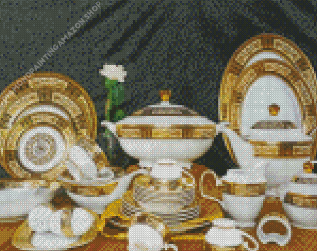 Gold and white crockery Diamond Paintings