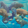 Manatees And Fish In Sea Diamond Paintings