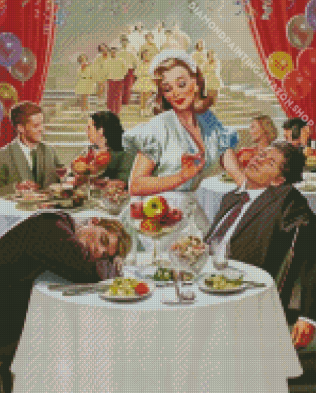 Pin Up waitress Diamond Paintings