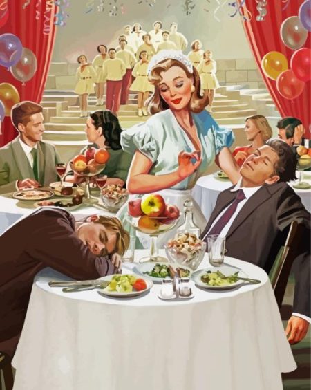 Pin Up waitress Diamond Paintings