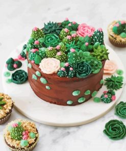 Succulent dessert cake Diamond Paintings