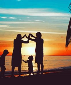 Family Beach Silhouette Diamond Paintings