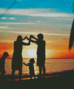 Family Beach Silhouette Diamond Paintings