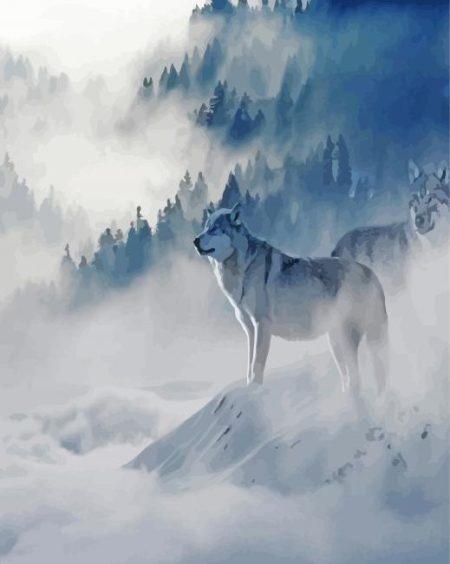 wolf foggy Diamond Paintings