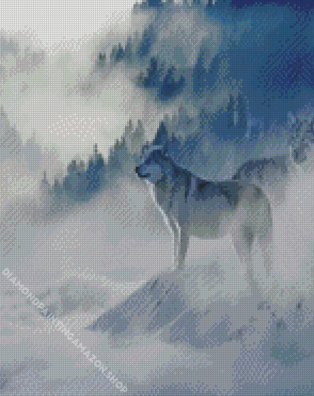 wolf foggy Diamond Paintings