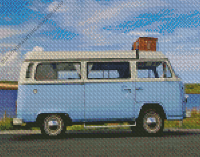 blue Volkswagen microbus Diamond Dotz