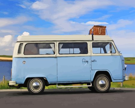 blue Volkswagen microbus Diamond Dotz