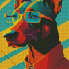 Abstract Dobermann With Glasses Diamond Painting