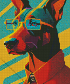 Abstract Dobermann With Glasses Diamond Painting