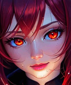 Anime Girl With Red Eyes Diamond Painting