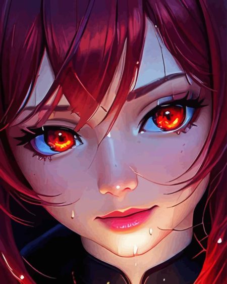 Anime Girl With Red Eyes Diamond Painting