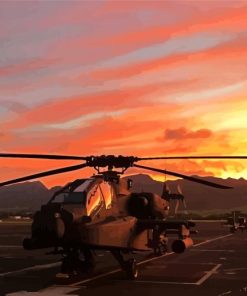 Apache Helicopter Sunset Diamond Painting