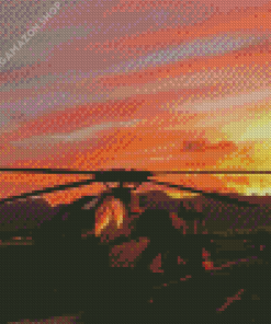 Apache Helicopter Sunset Diamond Painting