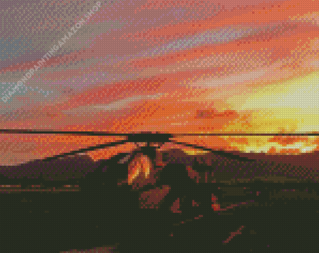 Apache Helicopter Sunset Diamond Painting