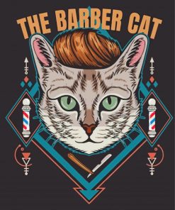 Barber Cat Illustration Diamond Painting