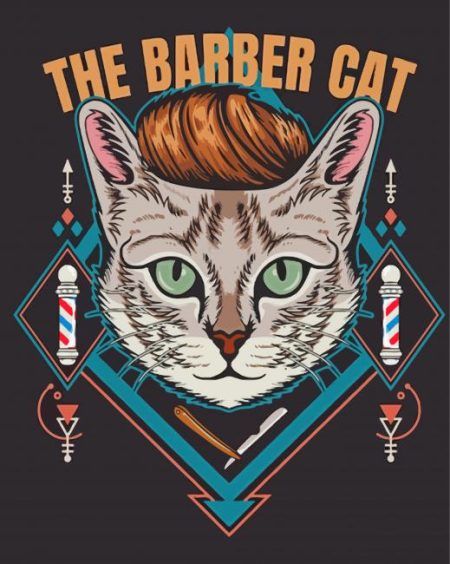Barber Cat Illustration Diamond Painting