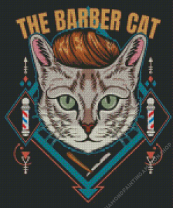 Barber Cat Illustration Diamond Painting