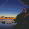 Bass Harbor Lighthouse Dawn Diamond Painting