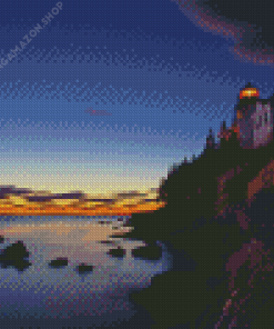 Bass Harbor Lighthouse Dawn Diamond Painting