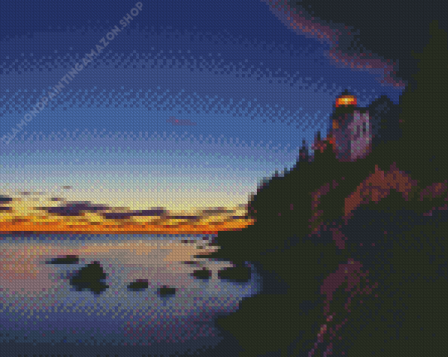 Bass Harbor Lighthouse Dawn Diamond Painting